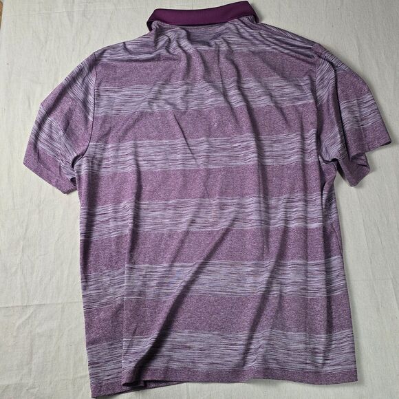 Greg Norman For Tasso‎ Elba Play Dry Golf Polo Shirt Sz XL Purple Stripe - Picture 9 of 12